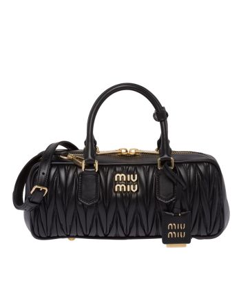 Miumiu Matelasse Nappa Leather Top-handle Bag 5BB148 Black